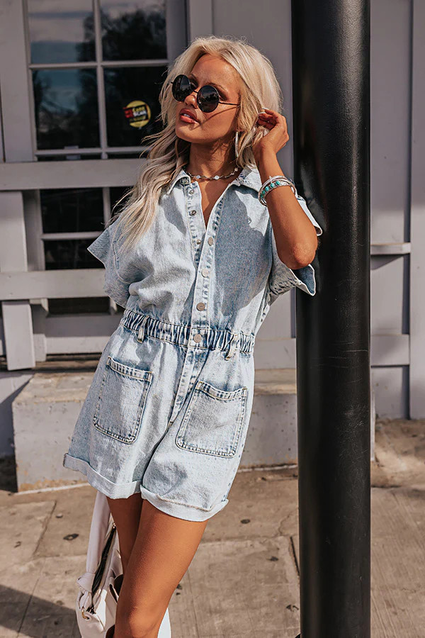 Express It All Denim Romper | Impressions Online Boutique
