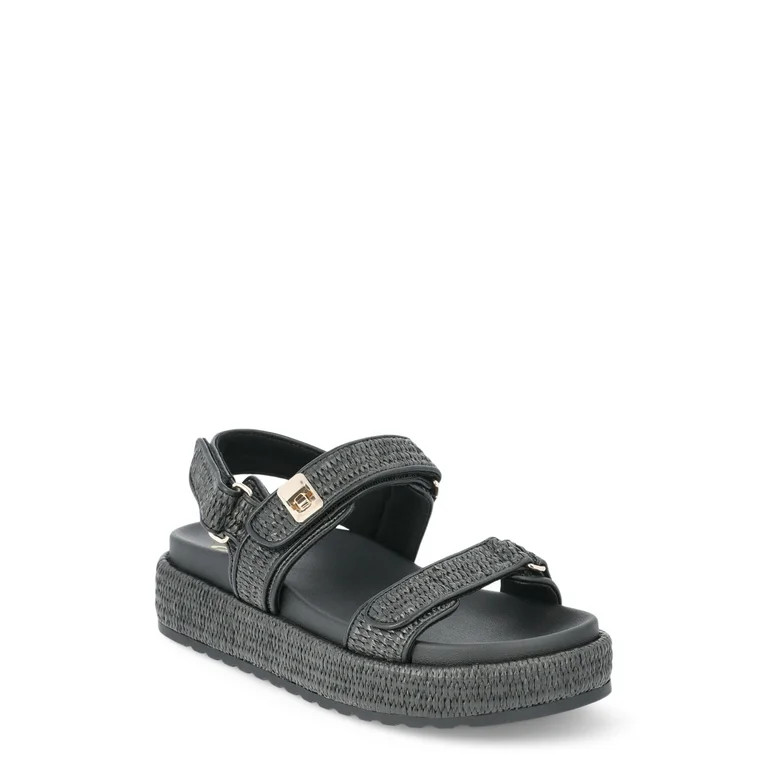 Madden NYC Women’s Raffia Flatform Sandals with Adjustable Straps | Walmart (US)