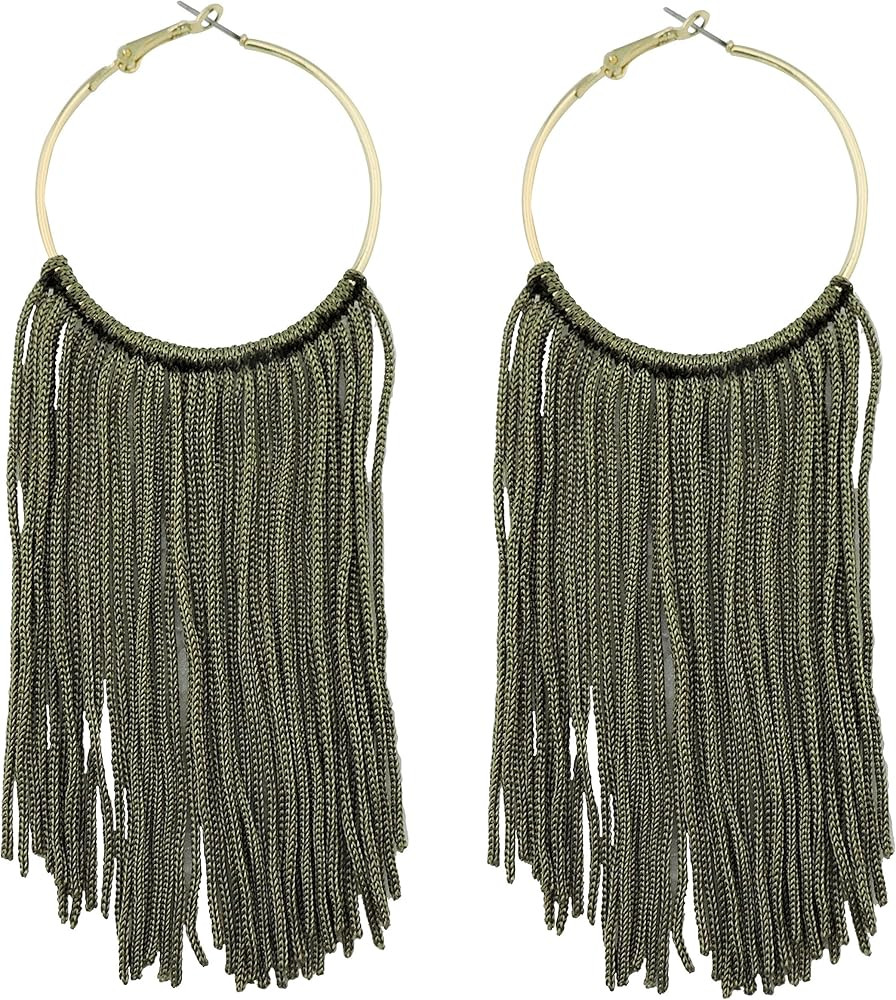 Coiris Boho Tassel Earrings for Women Bohemian Hoop Drop Tassels Western Earrings Dangle Country ... | Amazon (US)