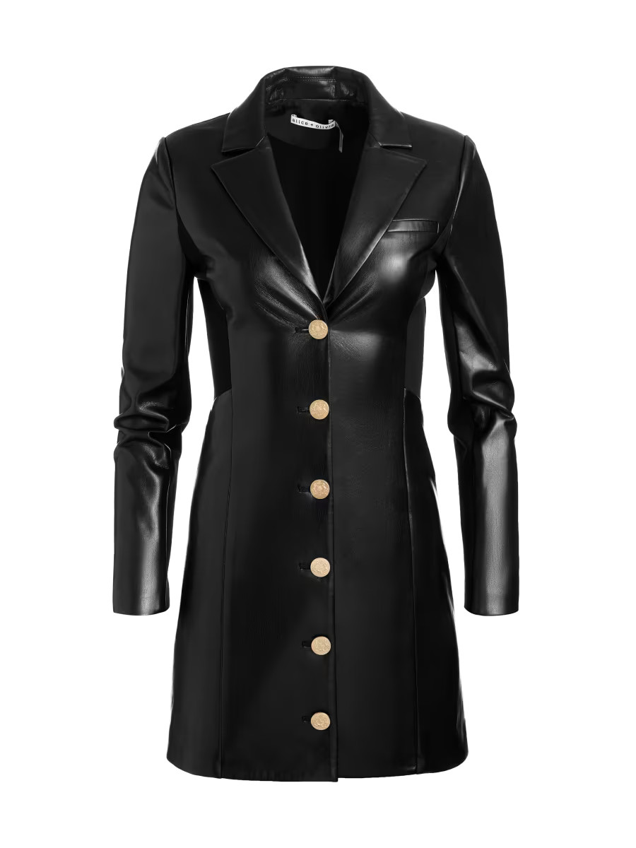 Alice + Olivia Michelle Fitted Faux-Leather Blazer Minidress | Saks Fifth Avenue | Saks Fifth Avenue