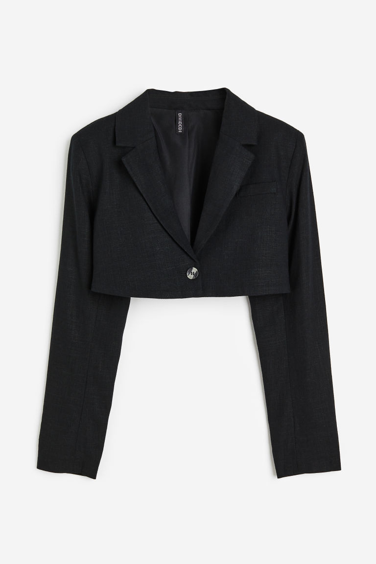 H & M - Cropped blazer - Black | H&M (UK, MY, IN, SG, PH, TW, HK)