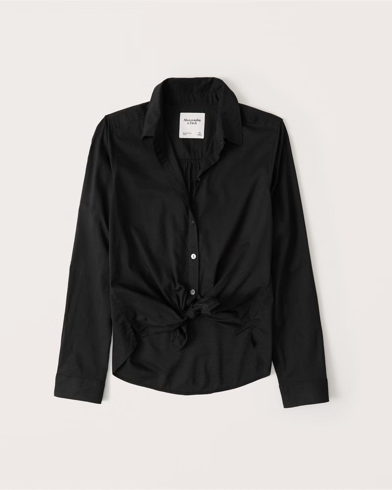 90s Long-Sleeve Tie-Front Shirt | Abercrombie & Fitch (US)