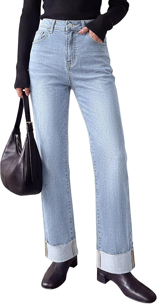 PRETTYGARDEN Women's Baggy Denim Jeans Wide Leg Pants | Amazon (US)