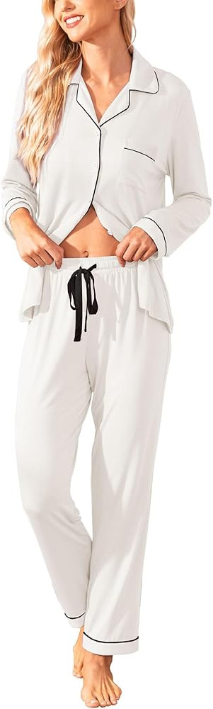 Samring Pajamas Women's Long Sleeve Sleepwear Button Down Pj Sets Soft Loungewear Pajama Set for ... | Amazon (US)