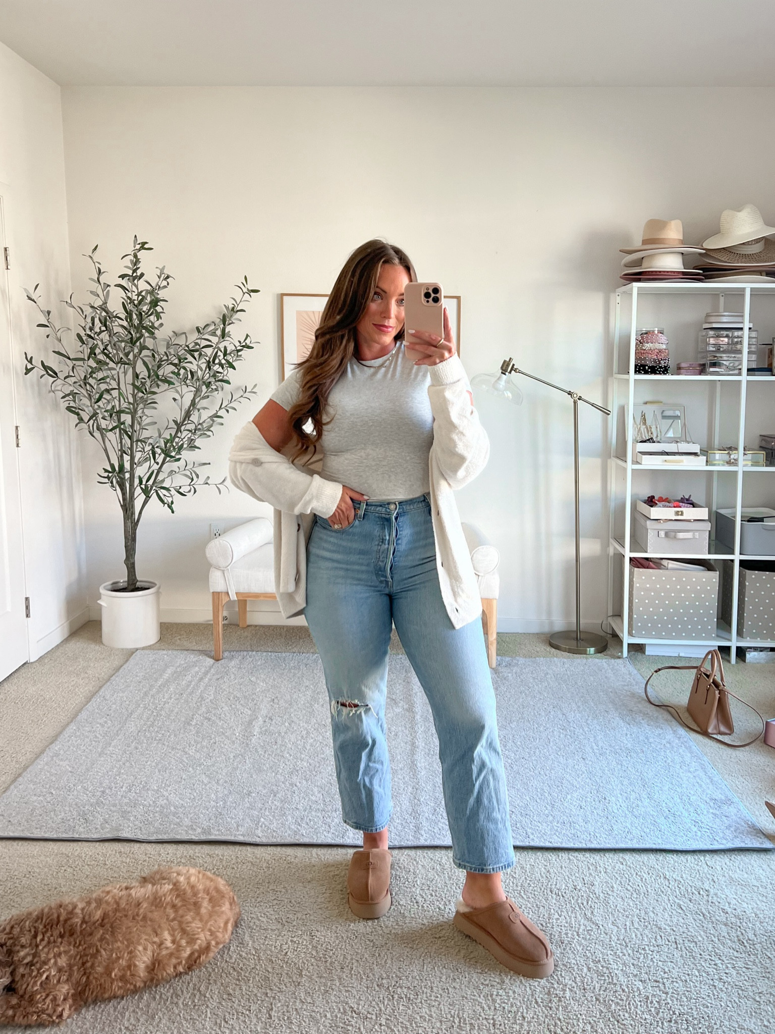 The best staples for Fall 🩷
Skims tee is so comfy wearing a size medium
Barefoot dreams cardigan is super soft and cozy wearing a medium
Jeans-I recommend sizing up! 
Uggs are so dang comfy!

#LTKMidsize #LTKShoeCrush #LTKxNSale