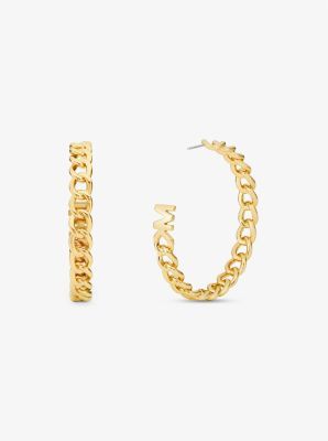 14k Gold-Plated Brass Curb Link Hoop Earrings | Michael Kors US