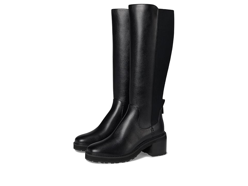 Cole Haan Gema Tall Lug Boot (Black Leather Waterproof) Women's Boots | Zappos