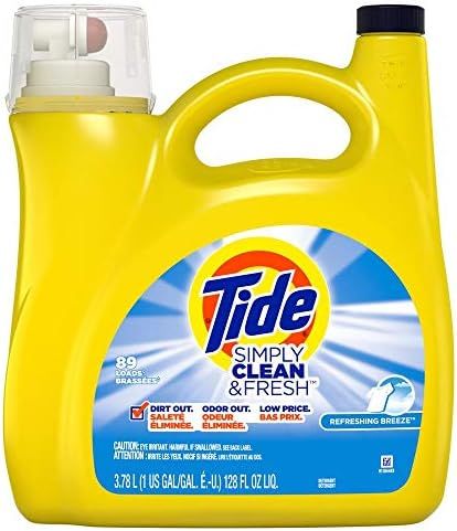 Tide Simply Clean & Fresh Liquid Laundry Detergent, Refreshing Breeze, 89 loads 128 fl oz | Amazon (US)