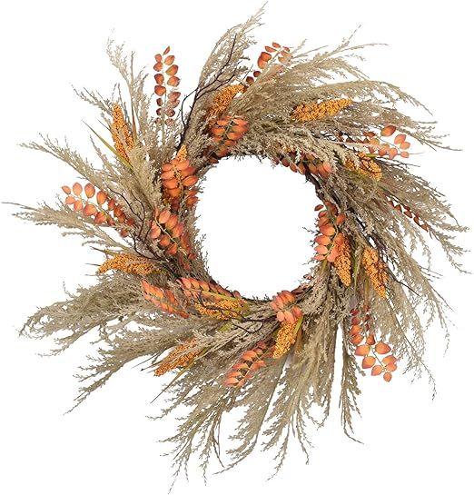 RED DECO Fall Reed Harvest Wreath for Front Door - 22-24 inch Artificial Door Wreaths for Home Fa... | Amazon (US)