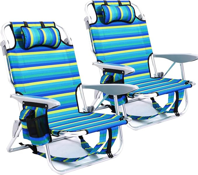 2 Pack Lightweight Portable Camping Beach Chair for Adults, Outdoor Lay Flat Folding Beach Chairs... | Amazon (US)