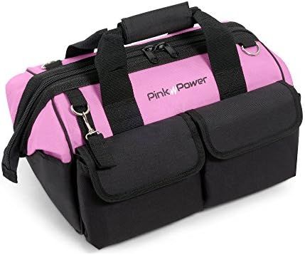 Pink Power Pink Tool Bag for Women -16" Tool Tote Bag w/ 22 Storage Pockets - Womens Small Tool B... | Amazon (US)