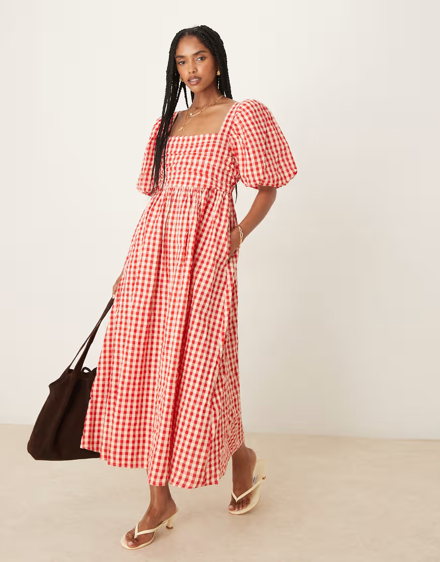 Nobody's Child Nova midi dress in red gingham | ASOS (Global)