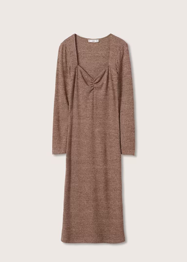 Gathered neckline dress -  Women | Mango USA | MANGO (US)