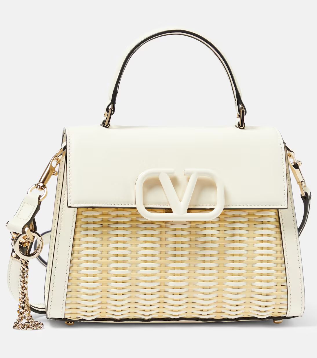 VSling Small leather-trimmed wicker tote bag | Mytheresa (US/CA)
