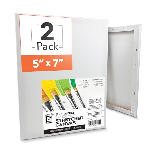 ArtSkills Stretched Canvases for Painting, 5x7 Canvas Painting Supplies for Artists, Blank Canvas Pack, 2-Pack | Amazon (US)