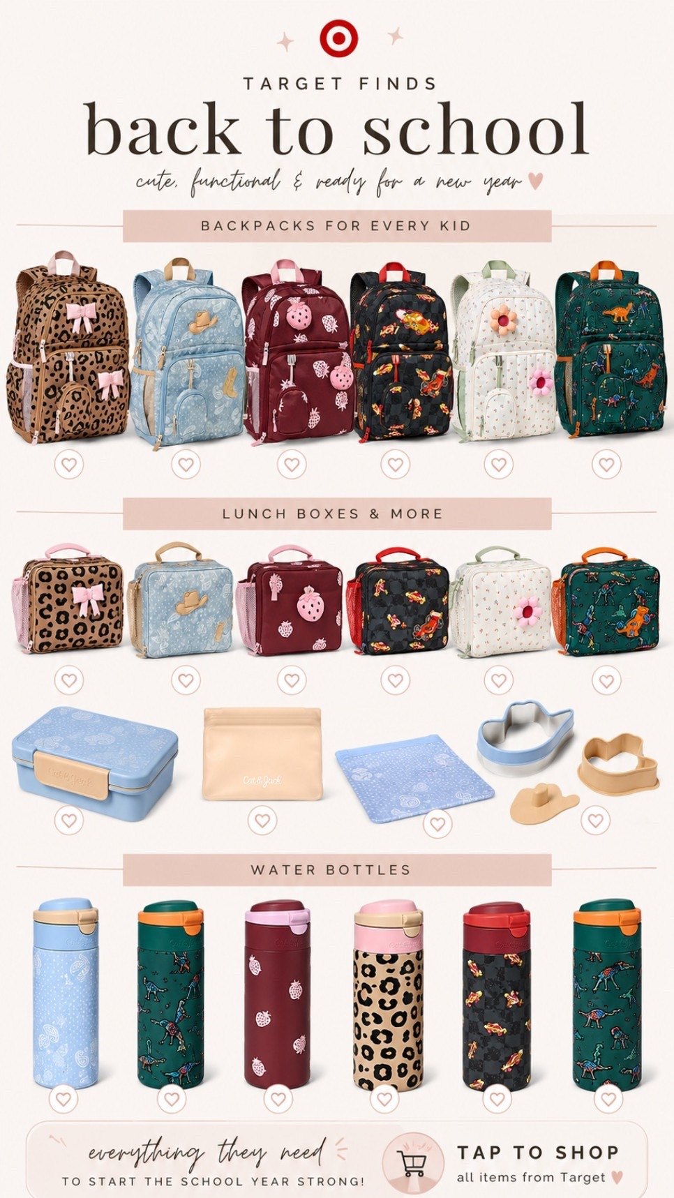 Back to school backpacks, lunch boxes and water bottles at Target 🎯
The cutest prints for both girls and boys —also bento boxes, snack boxes, cutters and reusable bags all under $25

#LTKmomlife #LTKKids #LTKSeasonal
