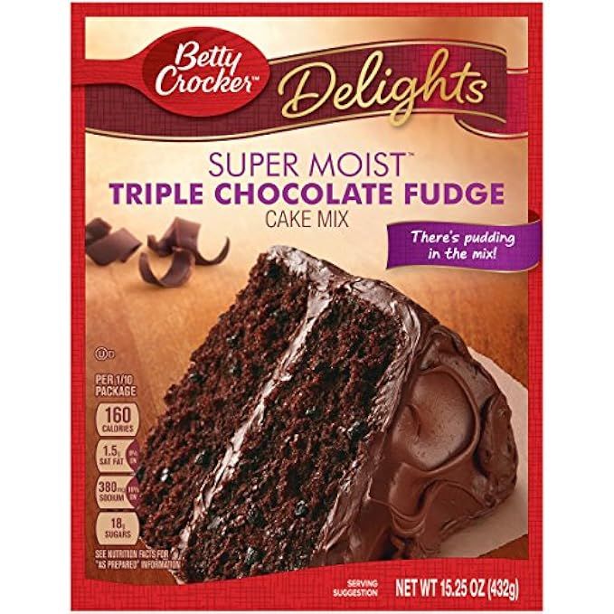 Betty Crocker Baking Mix, Super Moist Cake Mix, Triple Chocolate Fudge, 15.25 Oz Box | Amazon (US)