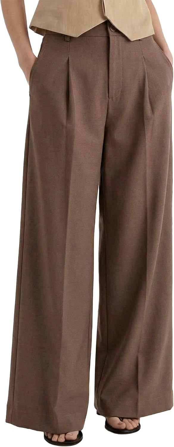 Arach&Cloz Women's Linen Wide Leg Work Dress Pants Business Casual Outfits | Amazon (US)