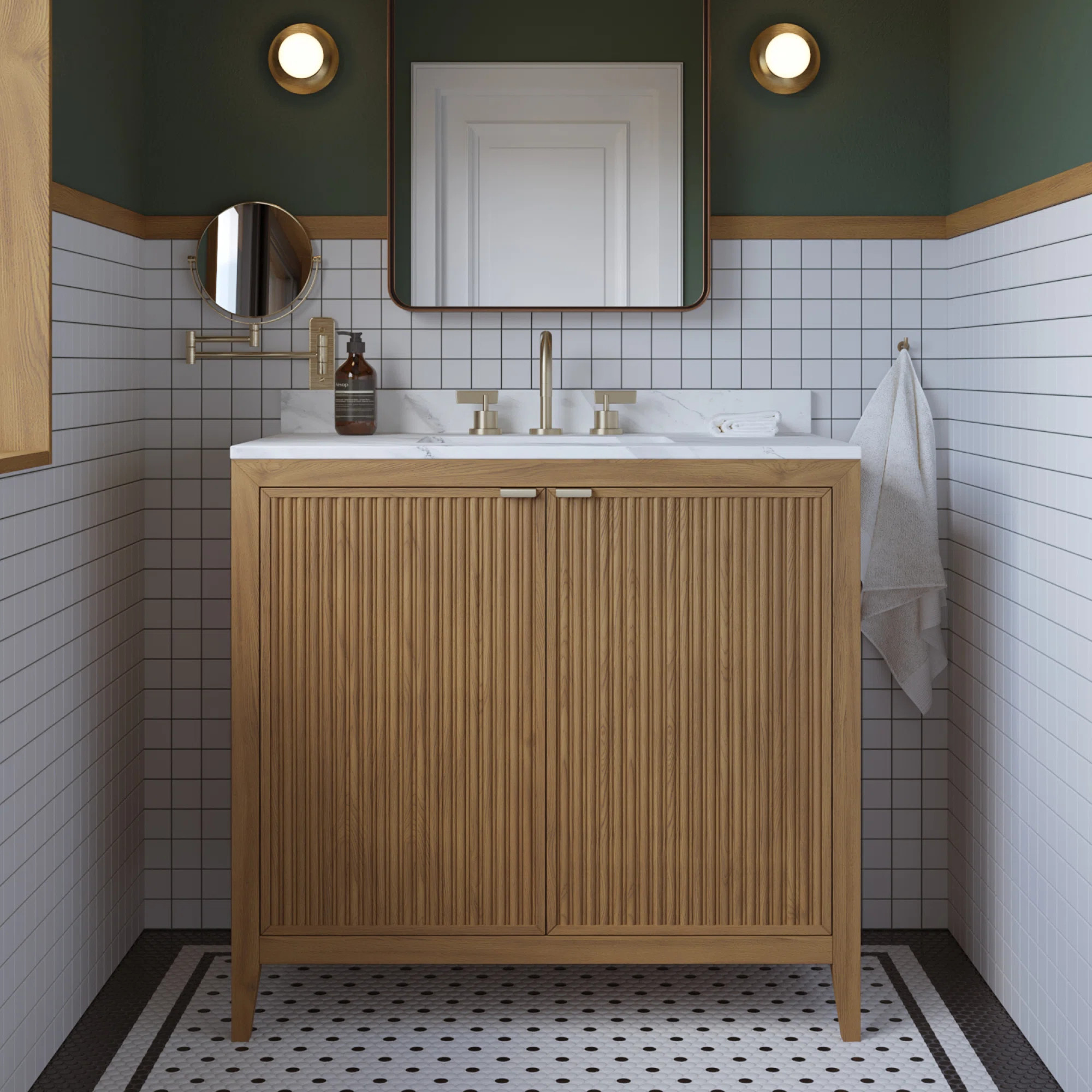 Kendal Reeded 36" Bathroom Vanity With Cultured Marble Countertop | Wayfair North America