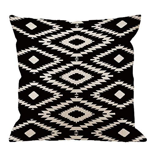 JOOCAR Black and White Aztec Geometry Pattern Cotton Linen Indoor Decor Throw Pillow Cover/Case with | Amazon (US)