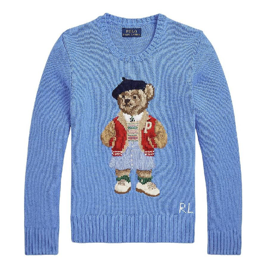 Polo Ralph Lauren Girls Embroidred Bear Long Sleeve Sweater, Size Medium | Jomashop.com & JomaDeals.com
