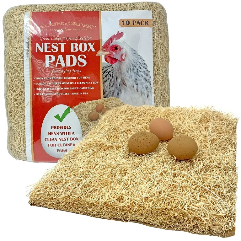 Pecking Order Nest Box Pads 10 Pack, Made with Great Lakes Aspen Excelsior Wood Fibers | Walmart (US)