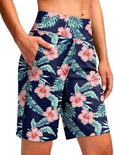 Women's 9" Long Swim Shorts Modest Swimsuits Bathing Suit Knee Length Bermuda Board Shorts for Wo... | Amazon (US)