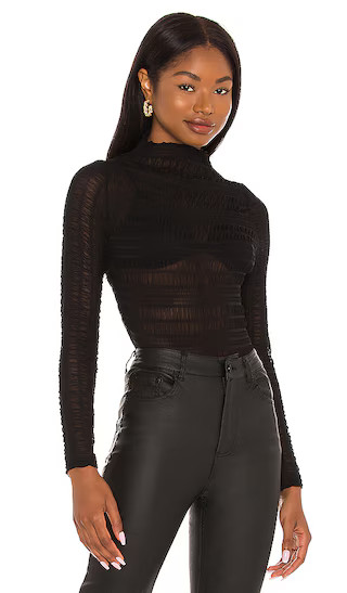 Rabia Mesh Long Sleeve Top in Black | Revolve Clothing (Global)