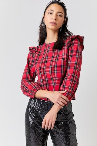 Acelynn Plaid Ruffle Blouse  - francesca's | Francesca's