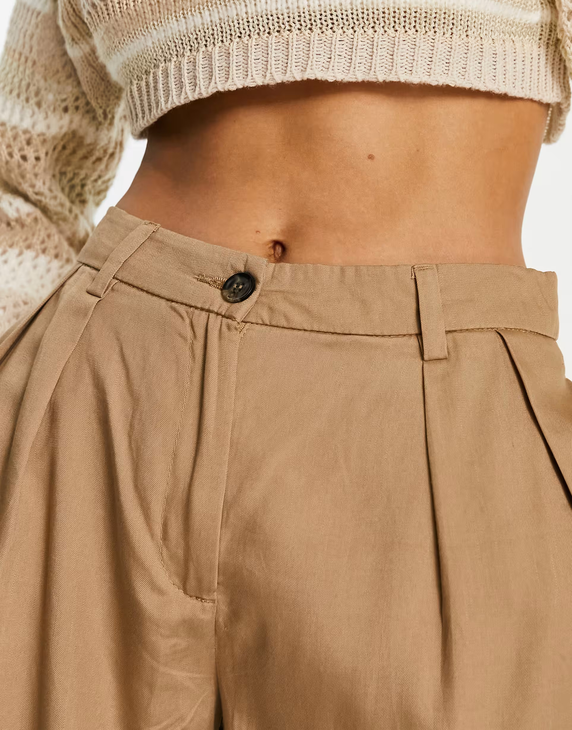 Weekday Hazel tailored trousers in dark beige | ASOS (Global)