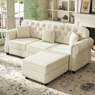 Annalease Chesterfield Sectional Sofa, Modern Farmhouse Velvet Couch | Wayfair North America