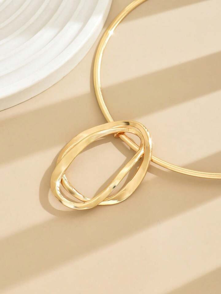 1pc Simple, Fashionable And Elegant New Geometric Shaped Glossy Collar Necklace | SHEIN
