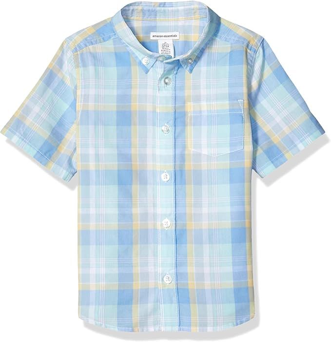 Amazon Essentials Boys and Toddlers' Short-Sleeve Woven Poplin Chambray Button-Down Shirt | Amazon (US)