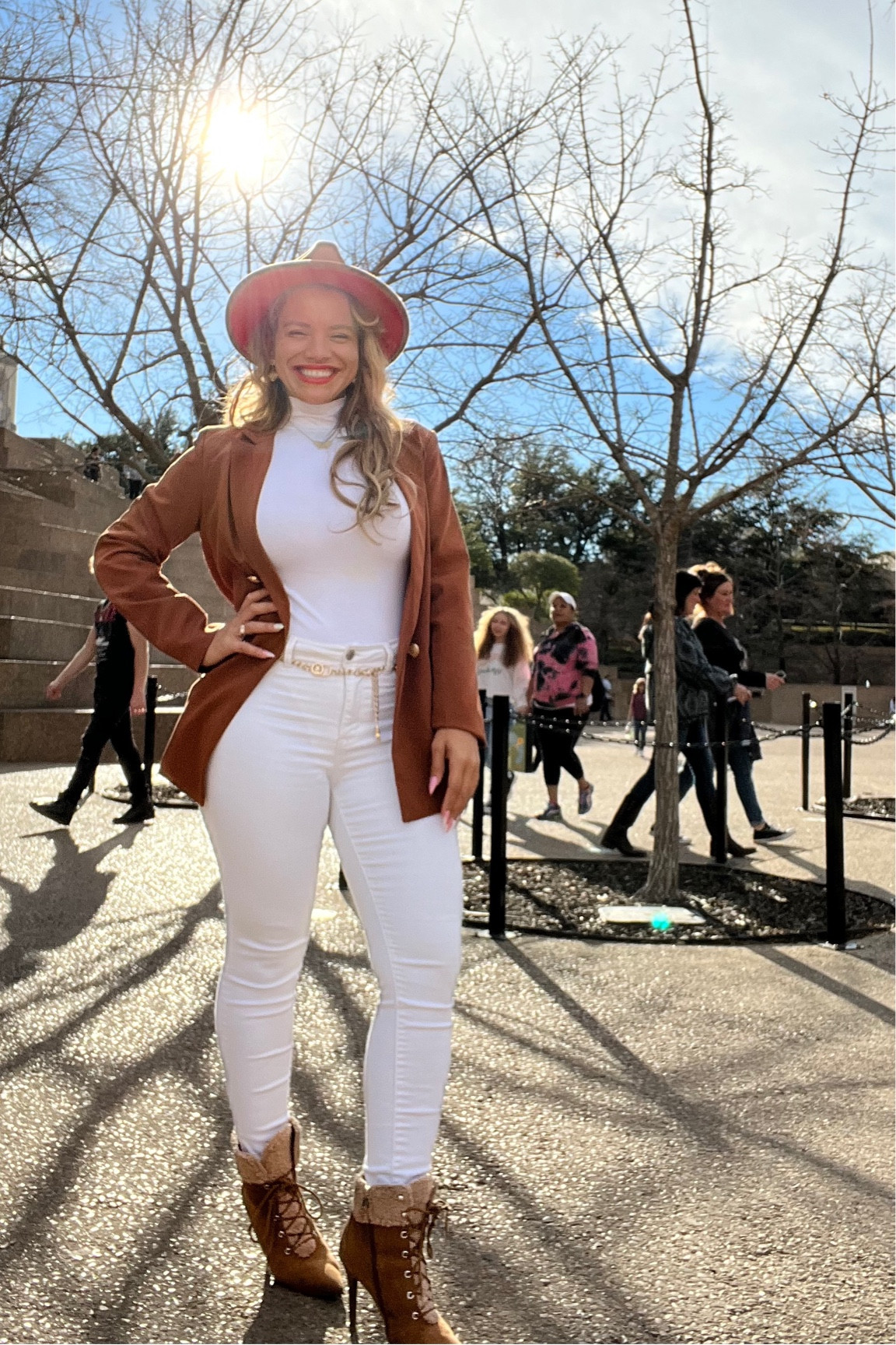 This Camel Boyfriend blazer is one of those blazers great for business or a night out.
.
The gold buttons are super cute & gives it a classic vintage look. The fedora compliments it very well & fits comfy; always a great accessory. 
.
.
White bodysuit & white jeans always a great addition to your neutral colors.  
.
.
#businesscasual #youshouldownthis #whattowear #fedora #hatpeople #boyfriendblazer #springwear #springcollection #blazers #officeattire #Amazonfinds #ifounditonamazon #influencer #stylish #fashionista #bodysuits #gold

#LTKcurves #LTKstyletip #LTKunder50