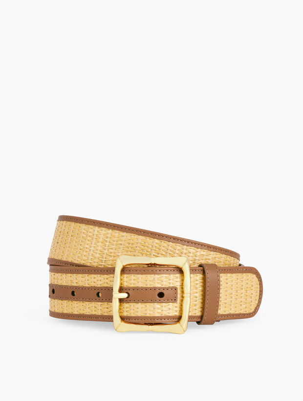 Leather Trim Bamboo Buckle Straw Belt | Talbots