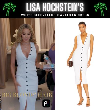 Cute as a Button // Get Details On Lisa Hochstein’s White Sleeveless Cardigan Dress With The Link In Our Bio #RHOM #LisaHochstein 