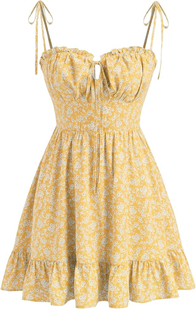 CIDER Womens Summer Dresses Floral Spaghetti Strap Cute Vacation Sundress Dress Boho Casual Outfi... | Amazon (US)