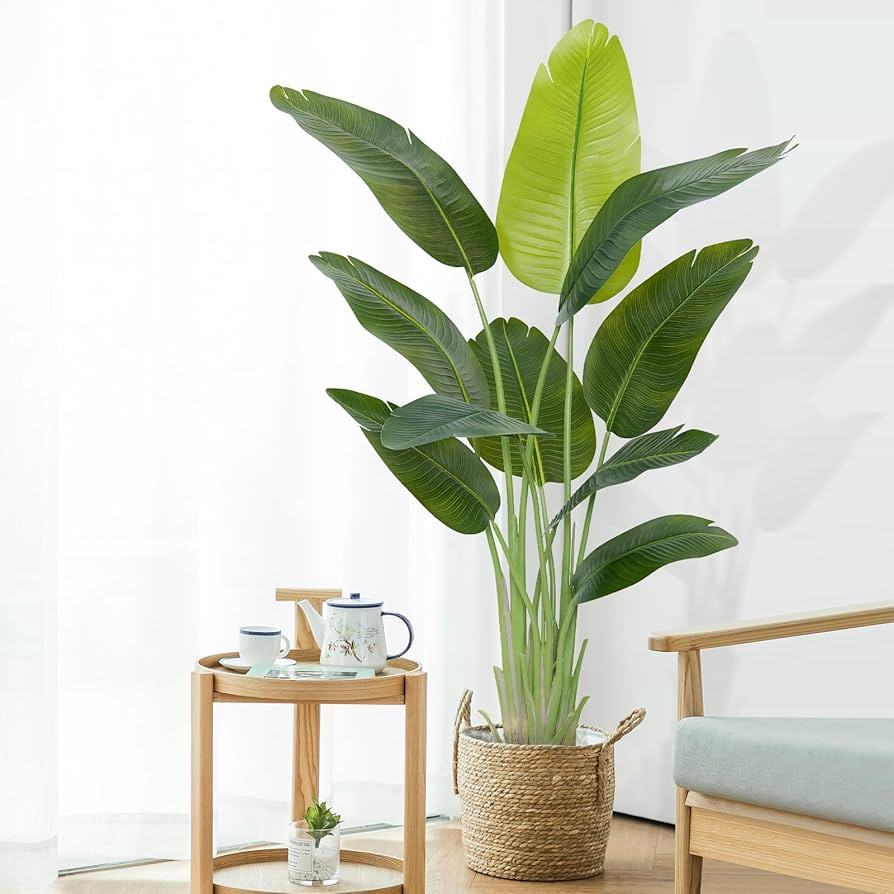 Lifelike Bird of Paradise Artificial Plant,5ft Faux Banana Leaf Tree with 10 Trunks - Perfect Ind... | Amazon (US)