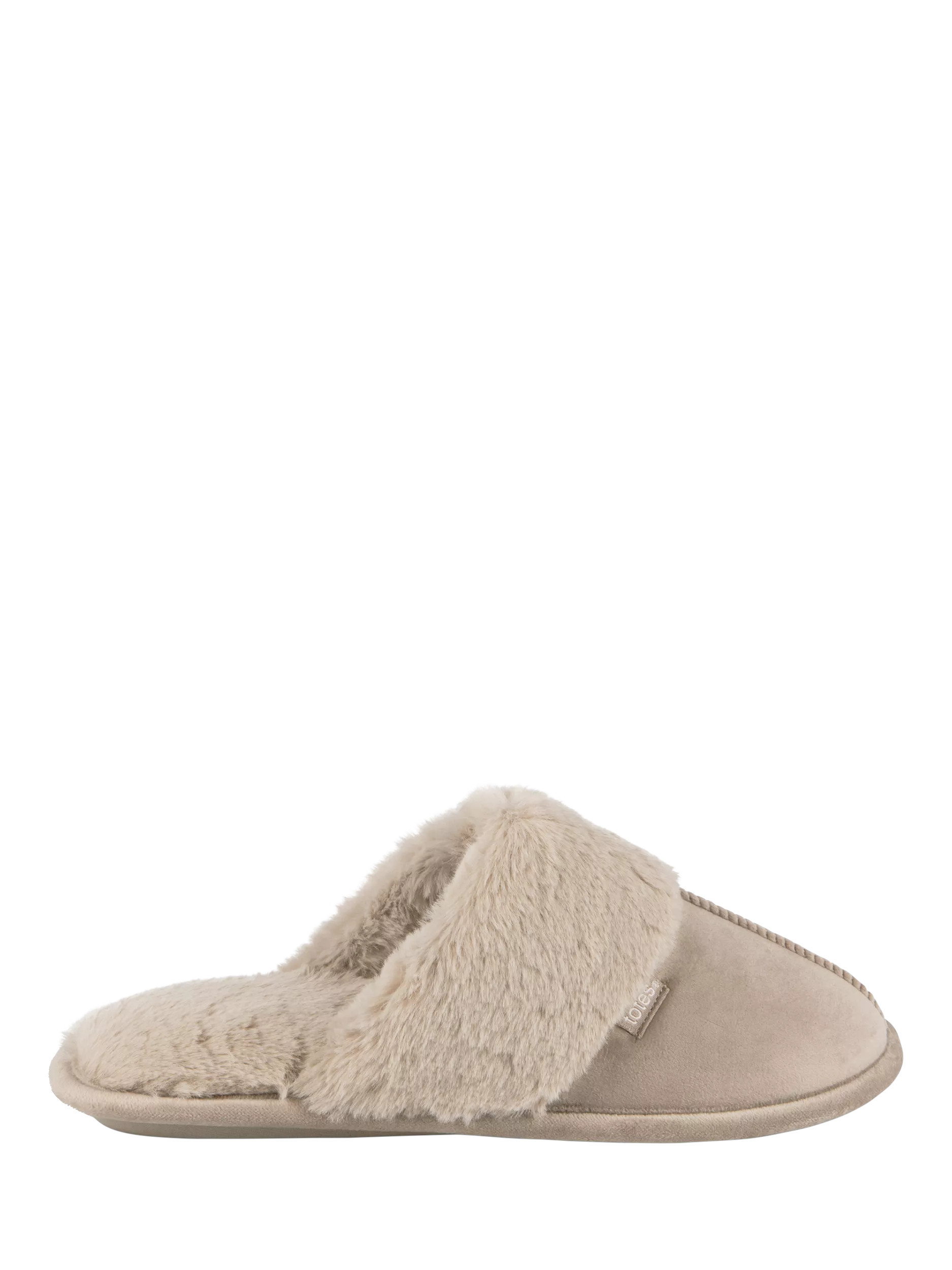totes Velour Mule Slippers, Taupe | John Lewis (UK)