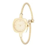 No Boundaries Adult Female Goldtone Petite Cushion Case Watch with Cable Bracelet Cuff. | Walmart (US)