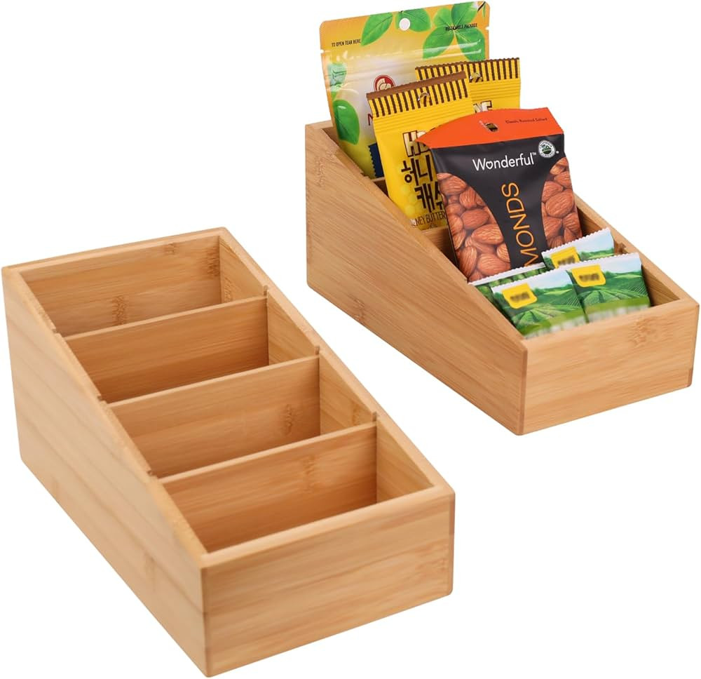 HTB 4-Section Snack Organizer with Removable Dividers for Kitchen, Cabinet, Office, Countertop, 2... | Amazon (US)