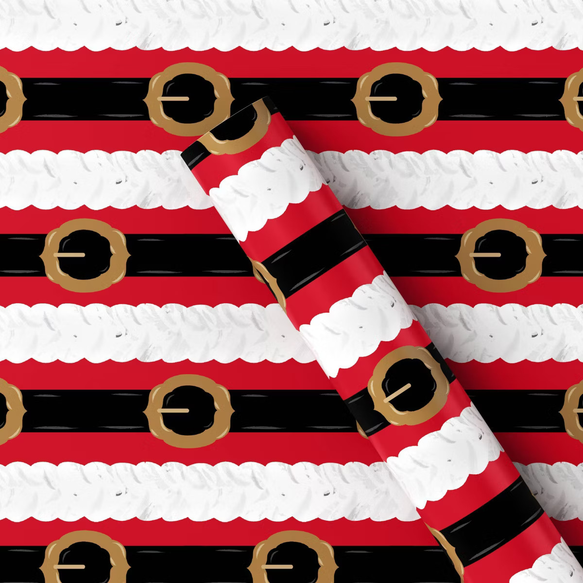 50 sq ft Santa Belt Christmas Gift Wrap Red/Black - Wondershop™: Festive Paper, Forest Stewards... | Target
