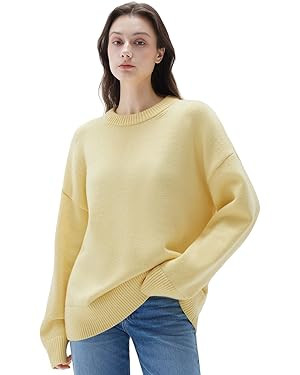 SUUKSESS Women Cashmere Oversized Long Sleeve Pullover Sweater Crew Neck Jumpers | Amazon (US)