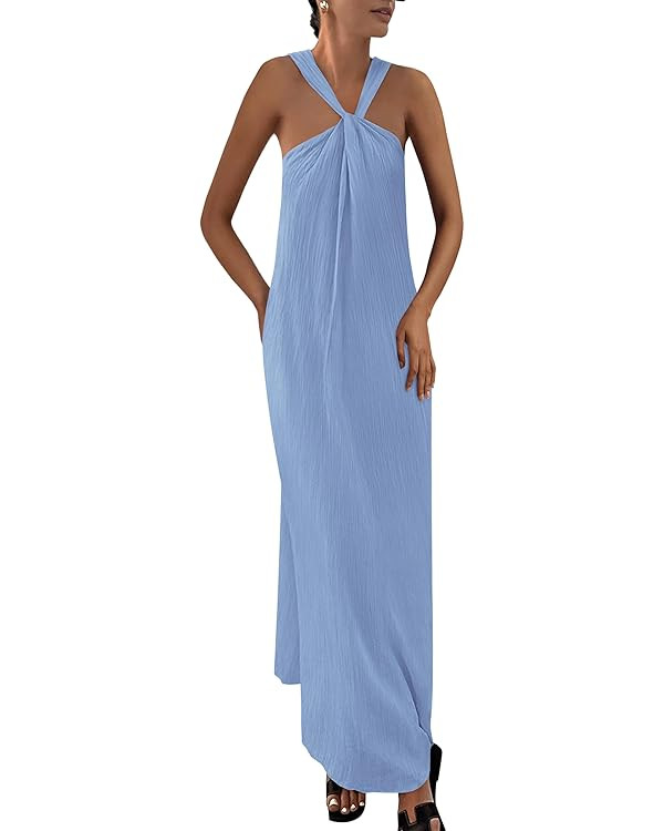 PRETTYGARDEN Womens 2025 Casual Long Summer Dresses Sleeveless Strappy Loose Flowy Beach Vacation... | Amazon (US)