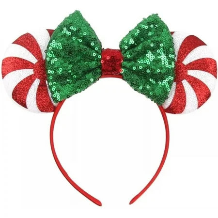 Red Peppermint Candy Minnie Ears Christmas Mickey Ears Red Minnie Ears Christmas Minnie Ears Green Peppermint Candy Mickey Ears | Walmart (US)