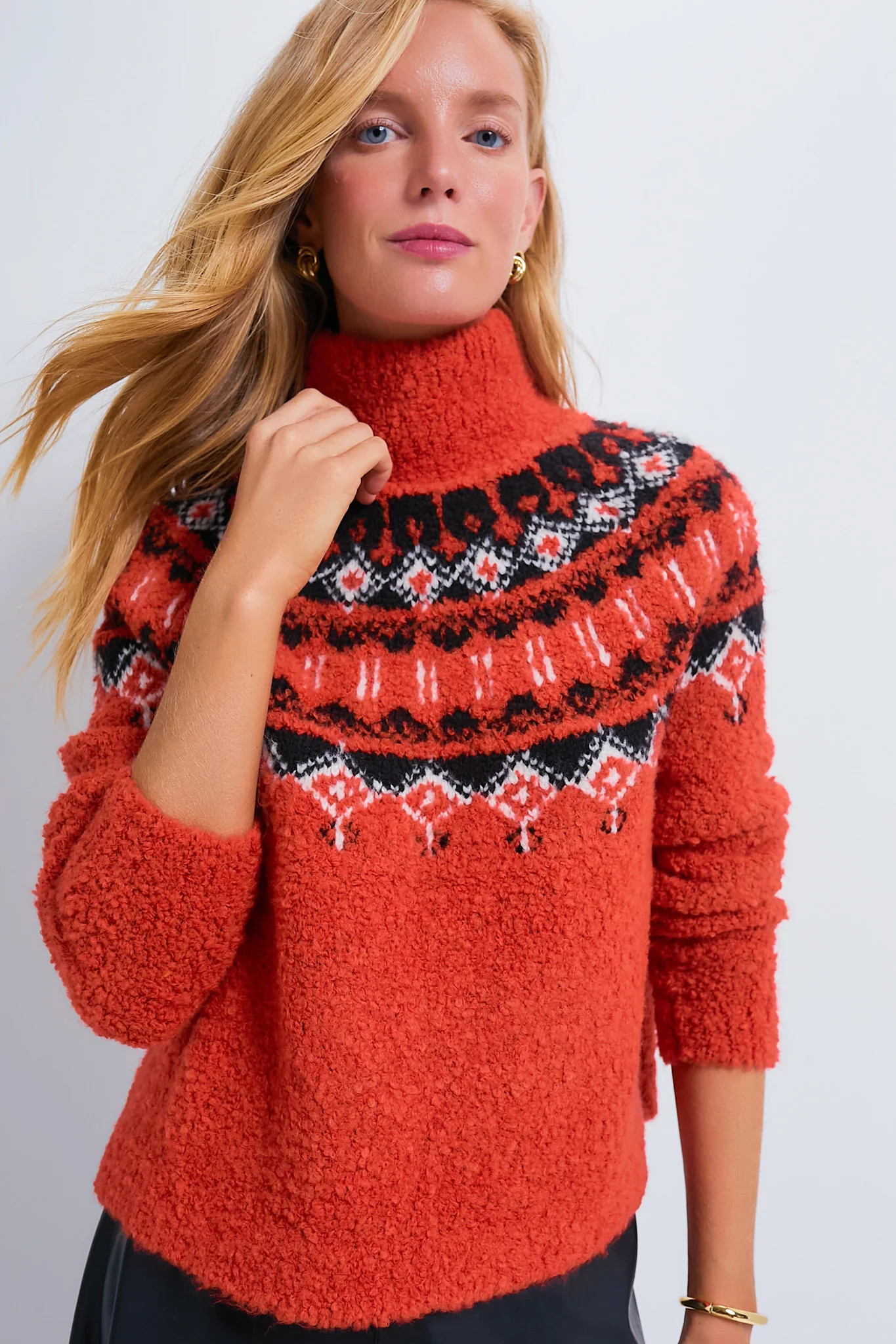Red Boucle Emmett Fair Isle Turtleneck | Tuckernuck (US)