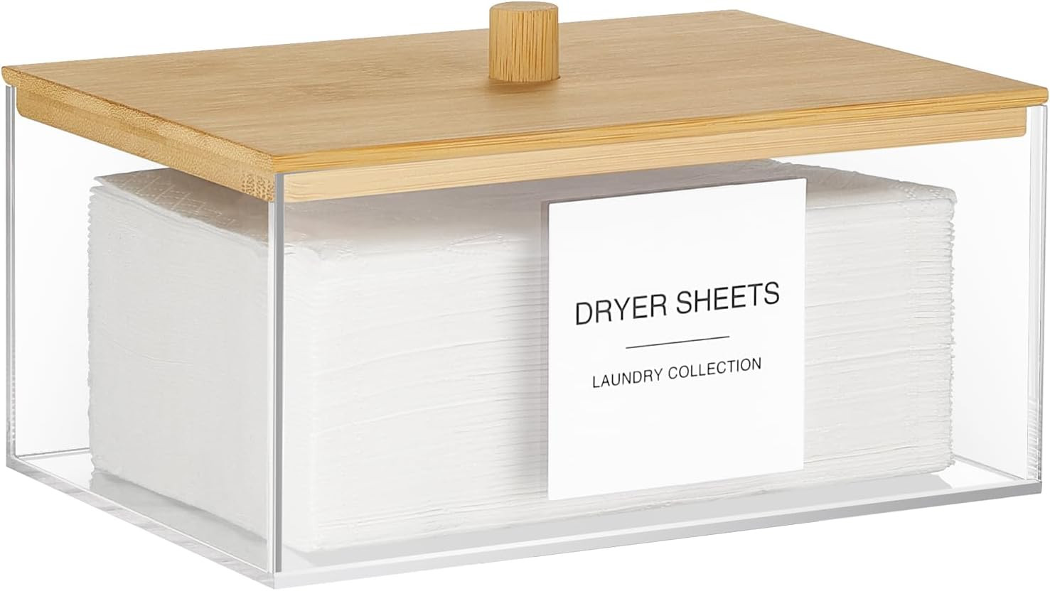 TIPGO Acrylic Dryer Sheet Holder with Lid, Clear Laundry Sheets Container with 27 Labels, Laundry... | Amazon (US)