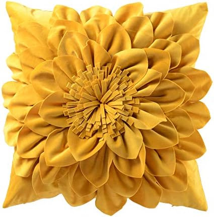 Decorative 3D Flower Throw Pillow Covers Soft Velvet Handmade Pillowcases Cushion Covers for Couc... | Amazon (US)