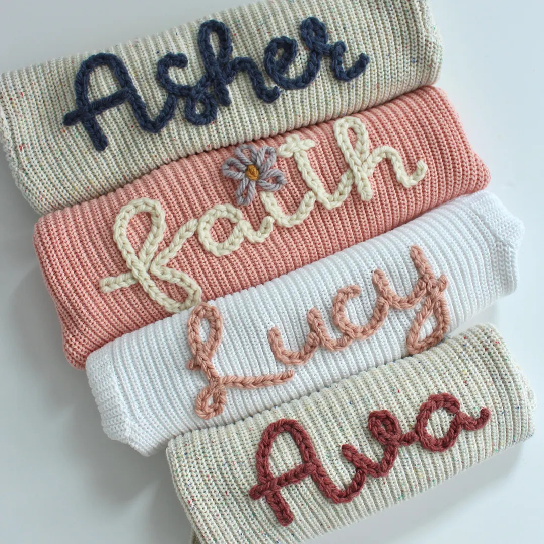 CUSTOM Embroidered Name Sweater | Toddler Name Sweater | Personalized Baby Name Sweater | Hand Em... | Etsy (US)
