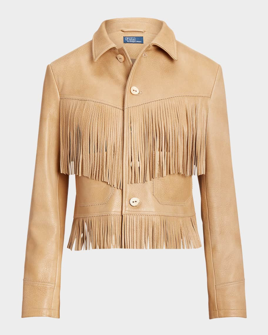 Polo Ralph Lauren Fringe Waxed Leather Jacket | Neiman Marcus